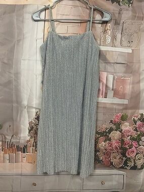 Ginger Small Silver Metallic Spaghetti Strap Dress